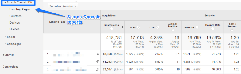 Google Search Console to Data Studio: : search console